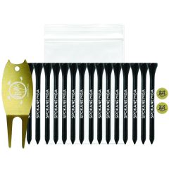 15 Golf Tees 2 Ball Markers & Aluminum Divot Tool in Polybag