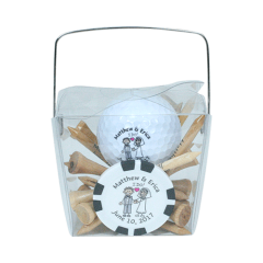Golfers Wedding Take Out Box with Wedding Logo Tees & Balls